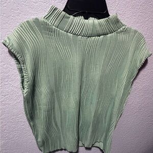 Source Unknown Textured Green Blouse